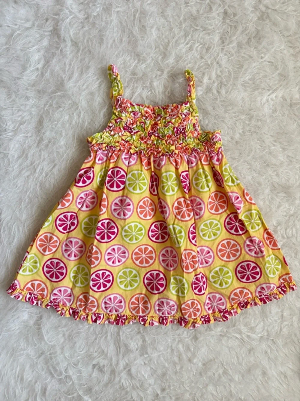 Gymboree Baby Girl Bright, Colorful Pink, Orange, Yellow Citrus Smocked Sundress